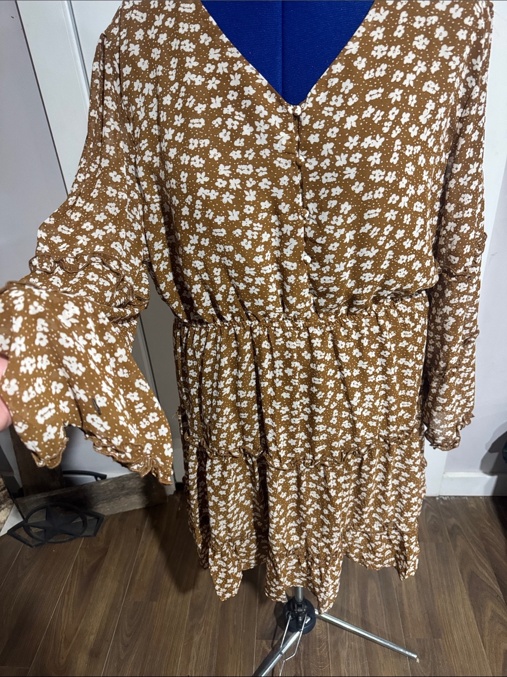 Hayden Brown Floral Tiered Midi Dress